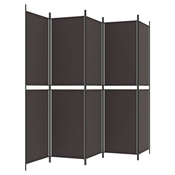 vidaXL 5-tlg. Paravent Braun 250x200 cm Stoff