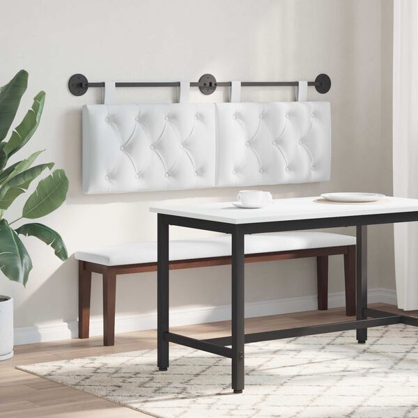 vidaXL H&auml;ngevorderseite Wandmontiert Wei&szlig; 150 x 55 x 7 cm Stoff