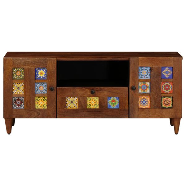 vidaXL TV-Schr&auml;nk mit T&uuml;r Walnuss 105 x 33 x 46 cm Massivholz Mango