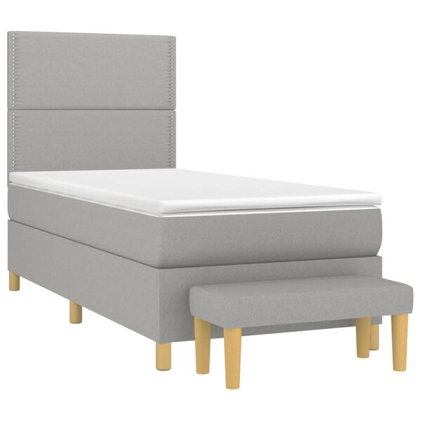 vidaXL Boxspringbett mit Matratze Hellgrau 90x200 cm Stoff