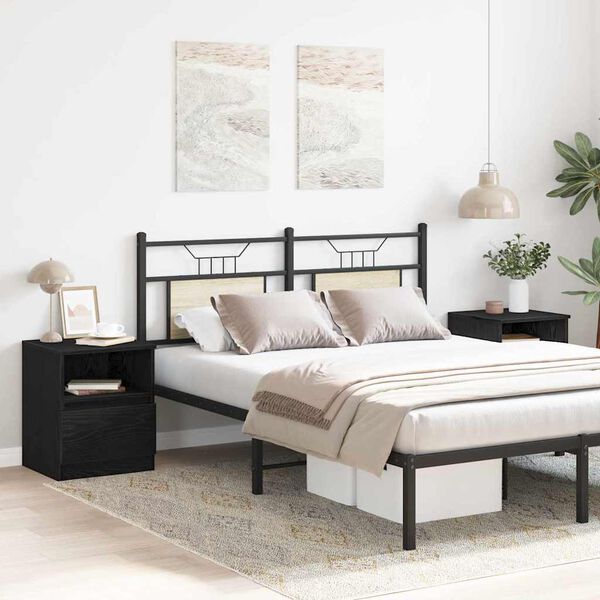 vidaXL Nachttisch 2 pcs Schwarz Eichen-Optik 40 x 40 x 50 cm