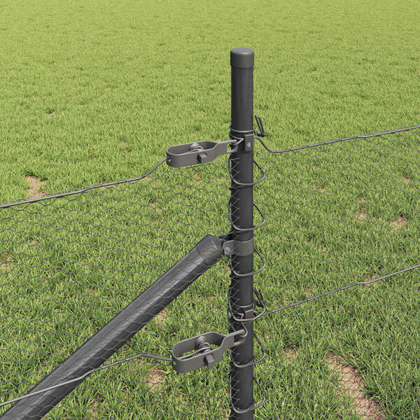 vidaXL Zaun mit Pfosten Grau 0,5 x 50 m PVC-beschichteter Stahl