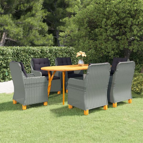 vidaXL 7-tlg. Garten-Essgruppe Hellgrau