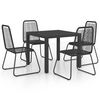 vidaXL 5-tlg. Garten-Essgruppe PVC Rattan Schwarz