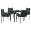 vidaXL Garten Essgruppe 5 pcs Schwarz und Grau PE-Rattan