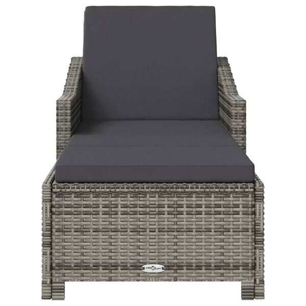 vidaXL Sonnenliege mit Dunkelgrauer Auflage Poly Rattan Grau
