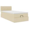 vidaXL Ottoman-Bett mit Matratze Creme 100x200 cm Stoff
