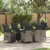 vidaXL Garten Essgruppe mit Kissen 7 pcs Grau Poly-Rattan