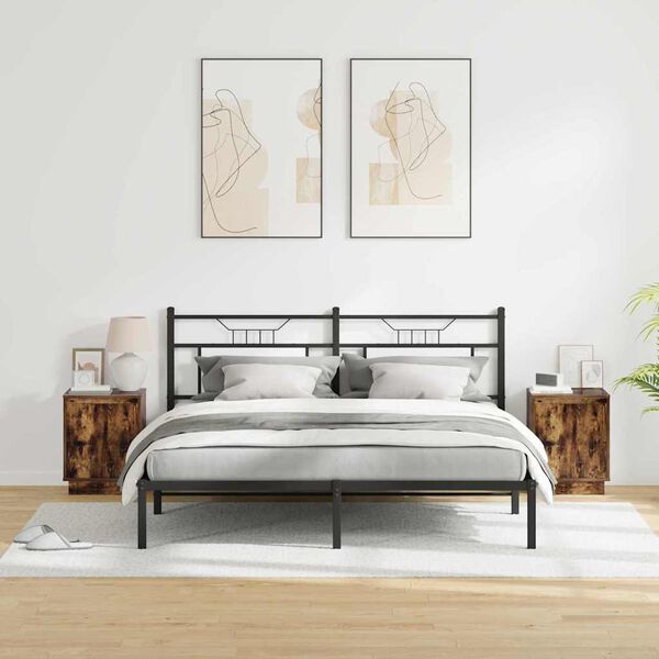 vidaXL Nachttisch mit 2 pcs Ger&auml;ucherte Eiche 39 x 34,5 x 50 cm