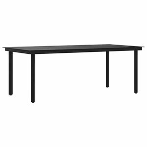 vidaXL Garten-Esstisch Schwarz 200x100x74 cm Stahl und Glas
