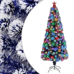 vidaXL K&uuml;nstlicher Weihnachtsbaum mit Beleuchtung 180 cm Glasfaser