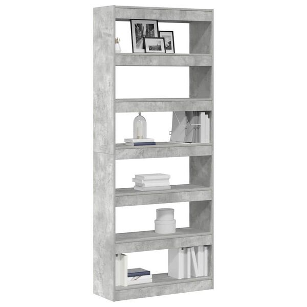 vidaXL Bücherregal mit Regal Beton Grau 80 x 30 x 198 cm Holzwerkstoff