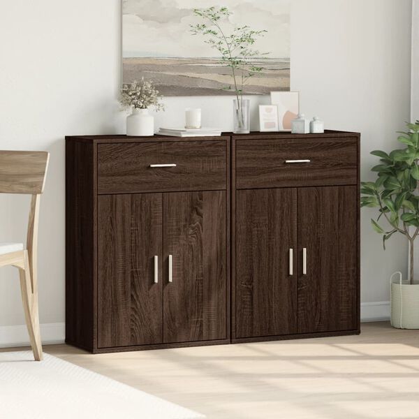 vidaXL Sideboards 2 Stk. Braun Eichen-Optik 60x30x84 cm Holzwerkstoff