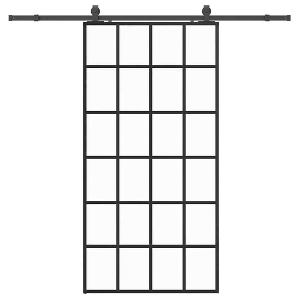 vidaXL Schiebet&uuml;r mit Beschlag Schwarz 102x205 cm ESG-Glas