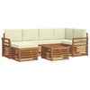 vidaXL Outdoor-Sofagarnitur 7 stk. Natur und Creme Polyester