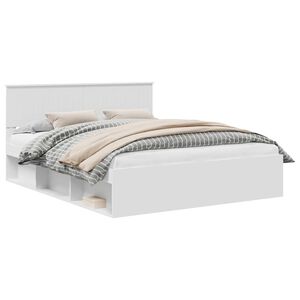 vidaXL Bettrahmen mit Kopfteil Wei&szlig; 160 x 200 cm Massives Kiefernholz