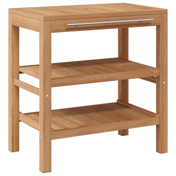 vidaXL Waschtischunterschrank Teak Massiv mit Flussstein Waschbecken