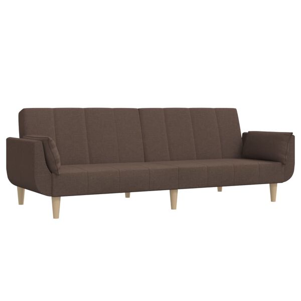 vidaXL Schlafsofa 2-Sitzer mit Hocker & Zwei Kissen Taupe Stoff