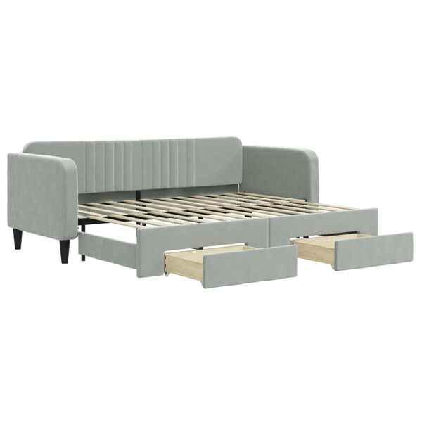 vidaXL Tagesbett Ausziehbar mit Schubladen Hellgrau 80x200 cm Samt