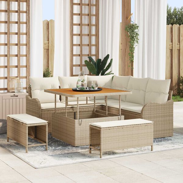 vidaXL Garten-Sofa-Set 8 pcs Beige Poly-Rattan