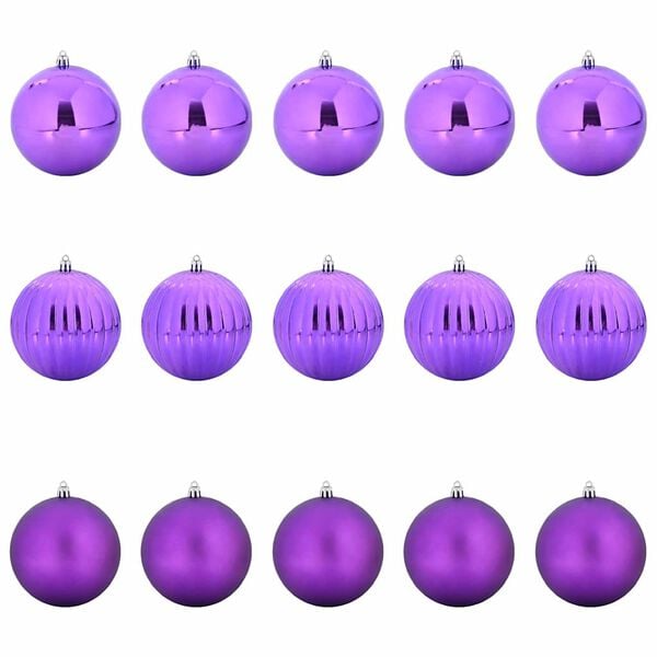 vidaXL Weihnachtskugel-Set 15 pcs Lila Kunststoff