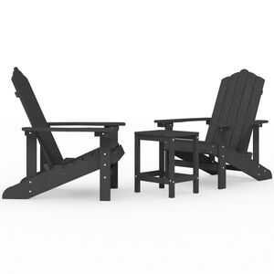 vidaXL Adirondack-Gartenst&uuml;hle mit Tisch HDPE Anthrazit