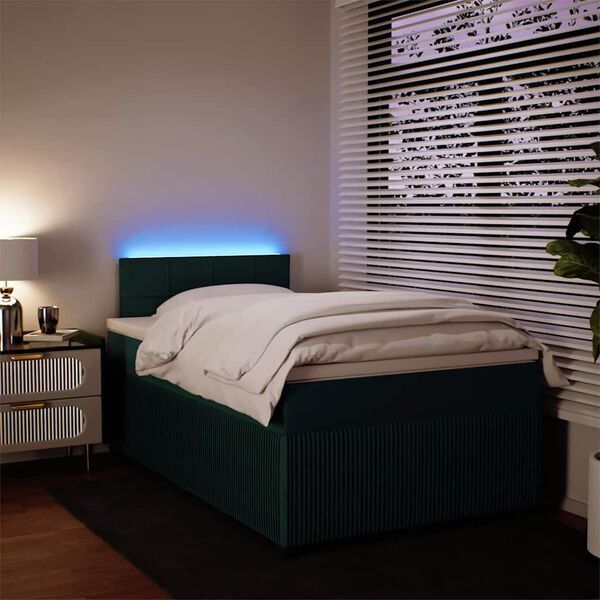 vidaXL Boxspringbett mit Matratze Dunkelgr&uuml;n 120x190 cm Samt