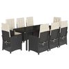 vidaXL 9-tlg. Garten-Essgruppe mit Kissen Schwarz Poly Rattan