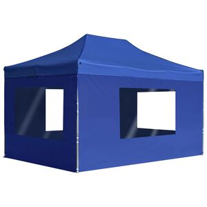 vidaXL Profi-Partyzelt Faltbar mit W&auml;nden Aluminium 4,5x3 m Blau