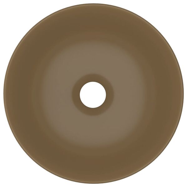 vidaXL Waschbecken Keramik Mattcreme Rund
