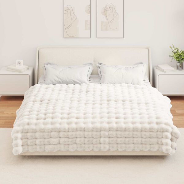 vidaXL Kunstfell Kaninchenfell Decke Wei&szlig; 150 x 220 cm Polyester