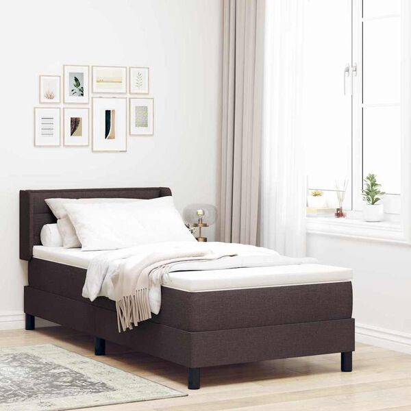 vidaXL Boxspringbett mit Matratze Dunkelbraun 190 x 90 cm Stoff