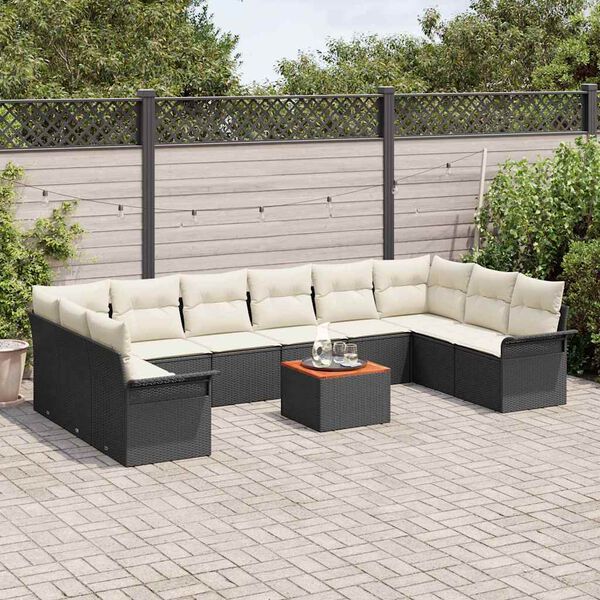 vidaXL Gartensofa-set mit Kissen 11 pcs Schwarz Poly-Rattan