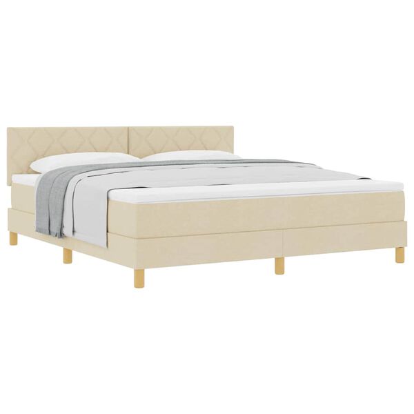 vidaXL Boxspringbett mit Matratze Creme 180 x 200 cm Stoff