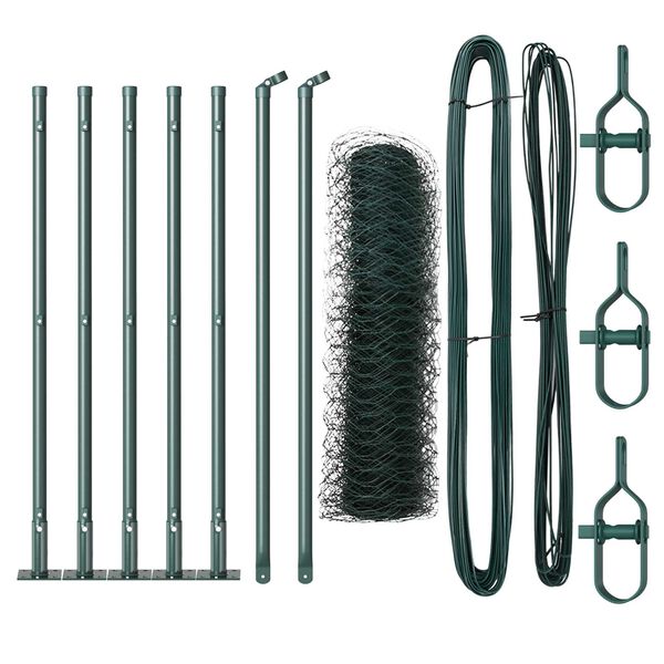 vidaXL Zaunpfosten Gr&uuml;n 10 x 0,5 m (50 mm Maschen) Stahl und PVC