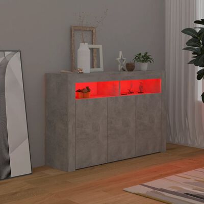 vidaXL Sideboard mit LED-Leuchten Betongrau 115,5x30x75 cm