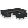 vidaXL 12-tlg. Garten-Lounge-Set mit Auflagen Poly Rattan Schwarz