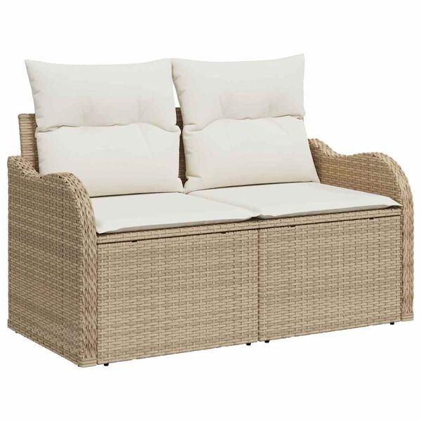 vidaXL Garten-Sofa-Set mit Kissen 8 pcs Beige Poly Rattan