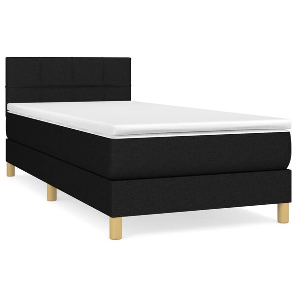 vidaXL Boxspringbett mit Matratze Schwarz 100x200 cm Stoff