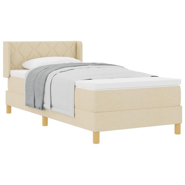 vidaXL Boxspringbett mit Matratze mit Kopfteil Creme 200 x 90 cm Stoff