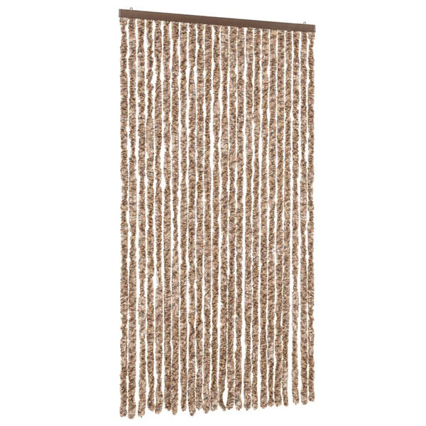 vidaXL Fliegenvorhang Beige und Dunkelbraun 100x200 cm Chenille
