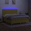 vidaXL Boxspringbett mit Matratze & LED Gr&uuml;n 160x200 cm Stoff