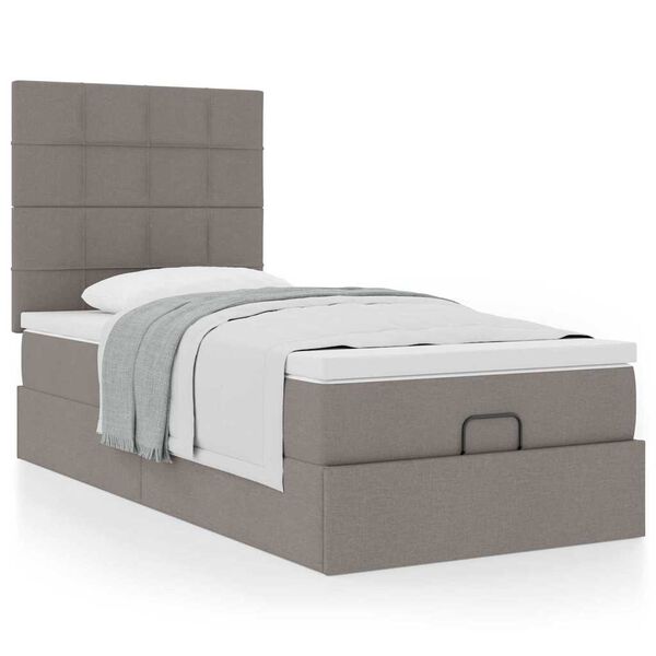 vidaXL Ottoman-Bett mit Matratze Taupe 90x190 cm Stoff