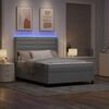 vidaXL LED Boxspringbett mit Matratze Hellgrau 160 x 200 cm Stoff