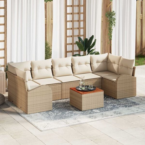 vidaXL Garten-Sofa-Set 8 pcs Beige und Weiß
