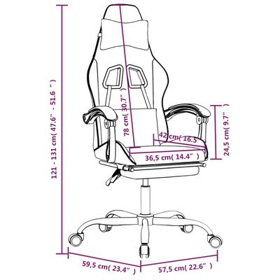 vidaXL Gaming-Stuhl mit Fußstütze Weiß und Schwarz Kunstleder