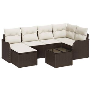 vidaXL Gartensofa-set 7 pcs Braun Poly-Rattan