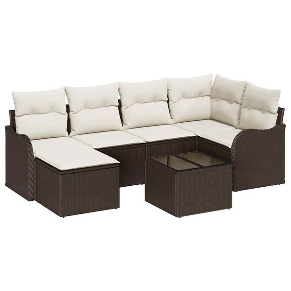 vidaXL Gartensofa-set 7 pcs Braun Poly-Rattan