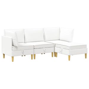 vidaXL Modular Sofa Set mit Stauraum 4 stk. Wei&szlig; Stoff