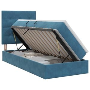 vidaXL Aufbewahrungsbett mit Matratze Dunkelblau 90 x 190 cm Samt